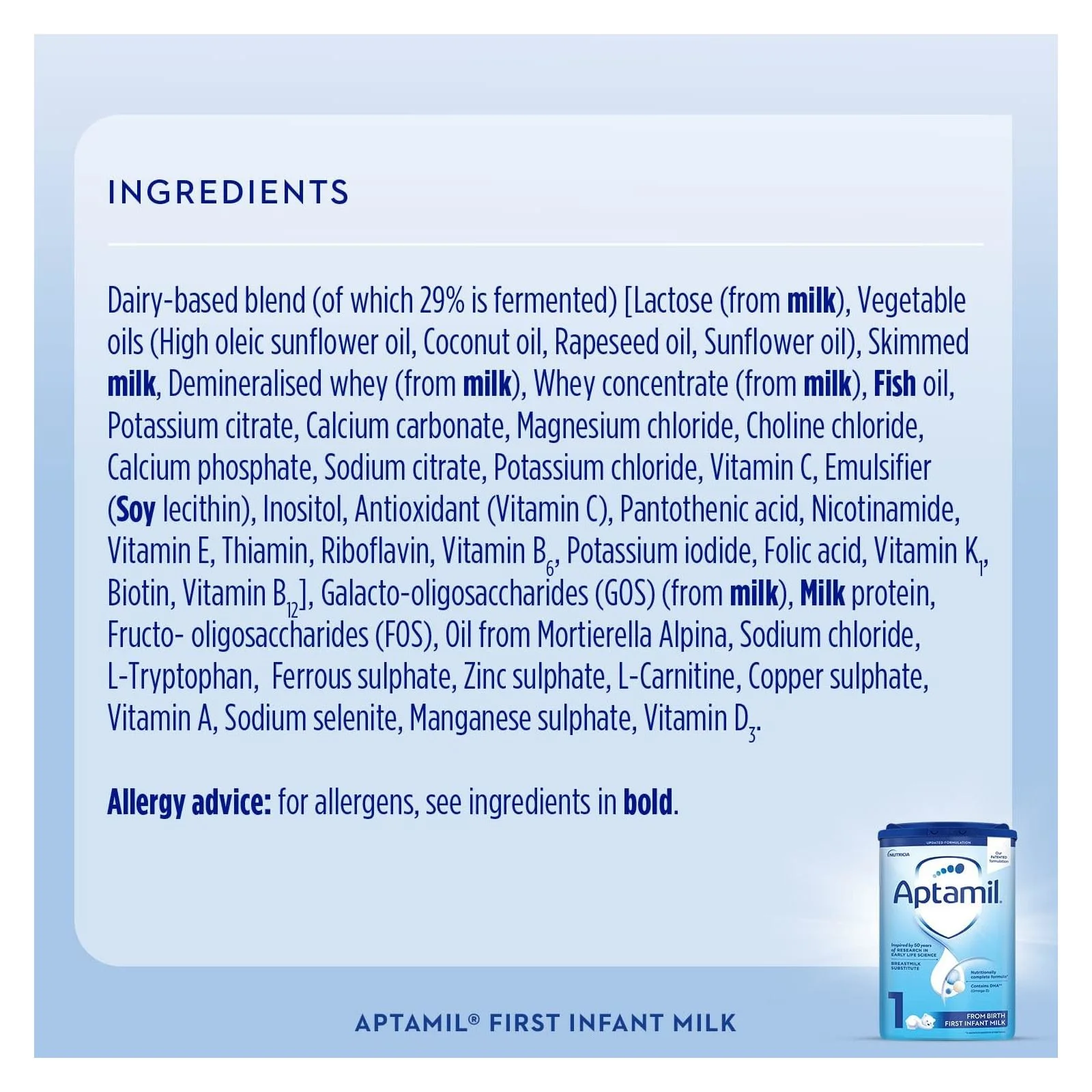 Aptamil 1 First Baby Milk Formula Powder from Birth 800g BBE 25/12/25 - Image 2