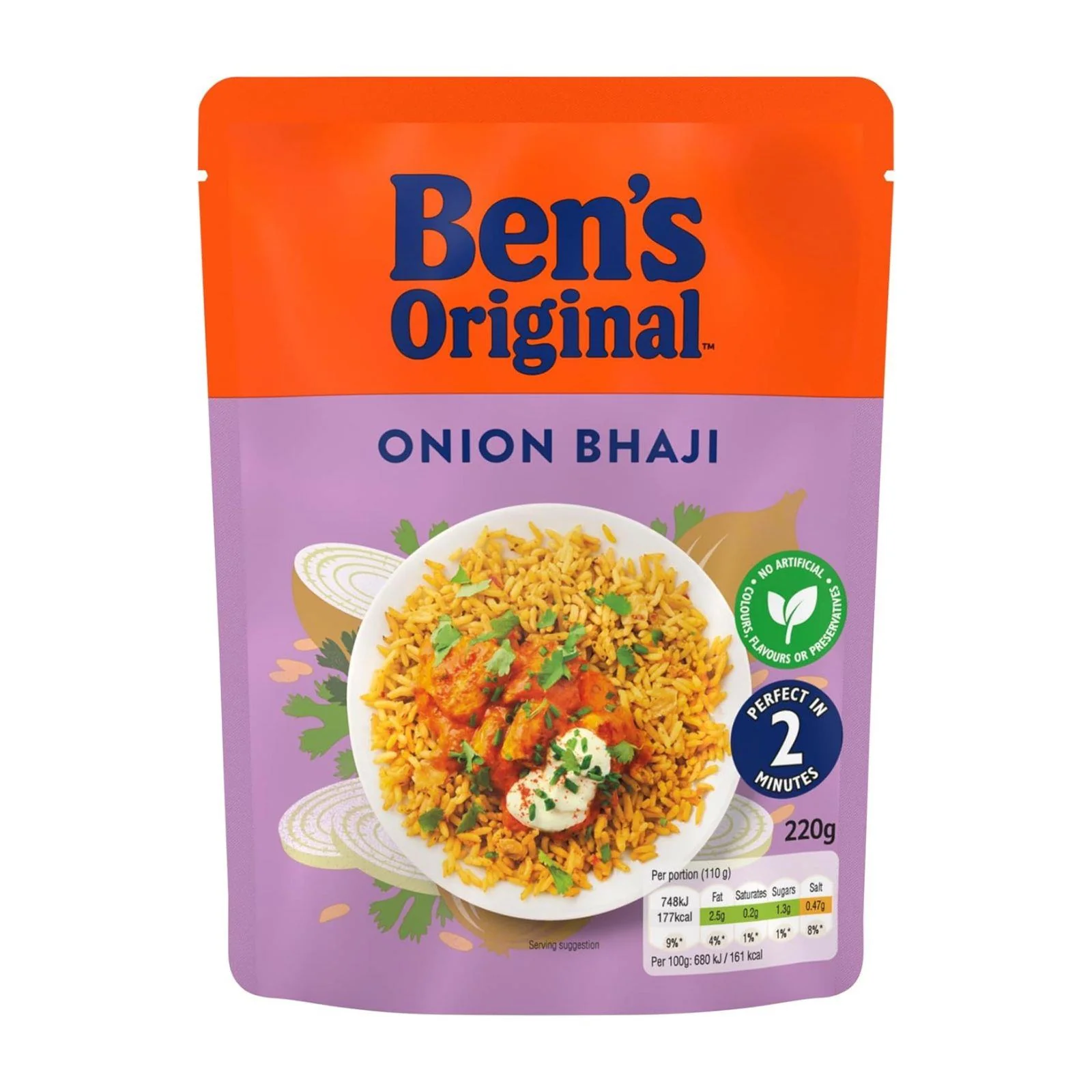 Ben's Original Onion Bhaji Microwave Rice 220g (Box of 6) - Image 3