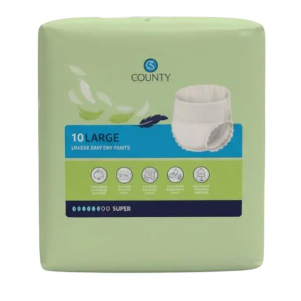 CS Unisex Stay Dry Incontinence Pants, Super Absorbency, 10 Pads
