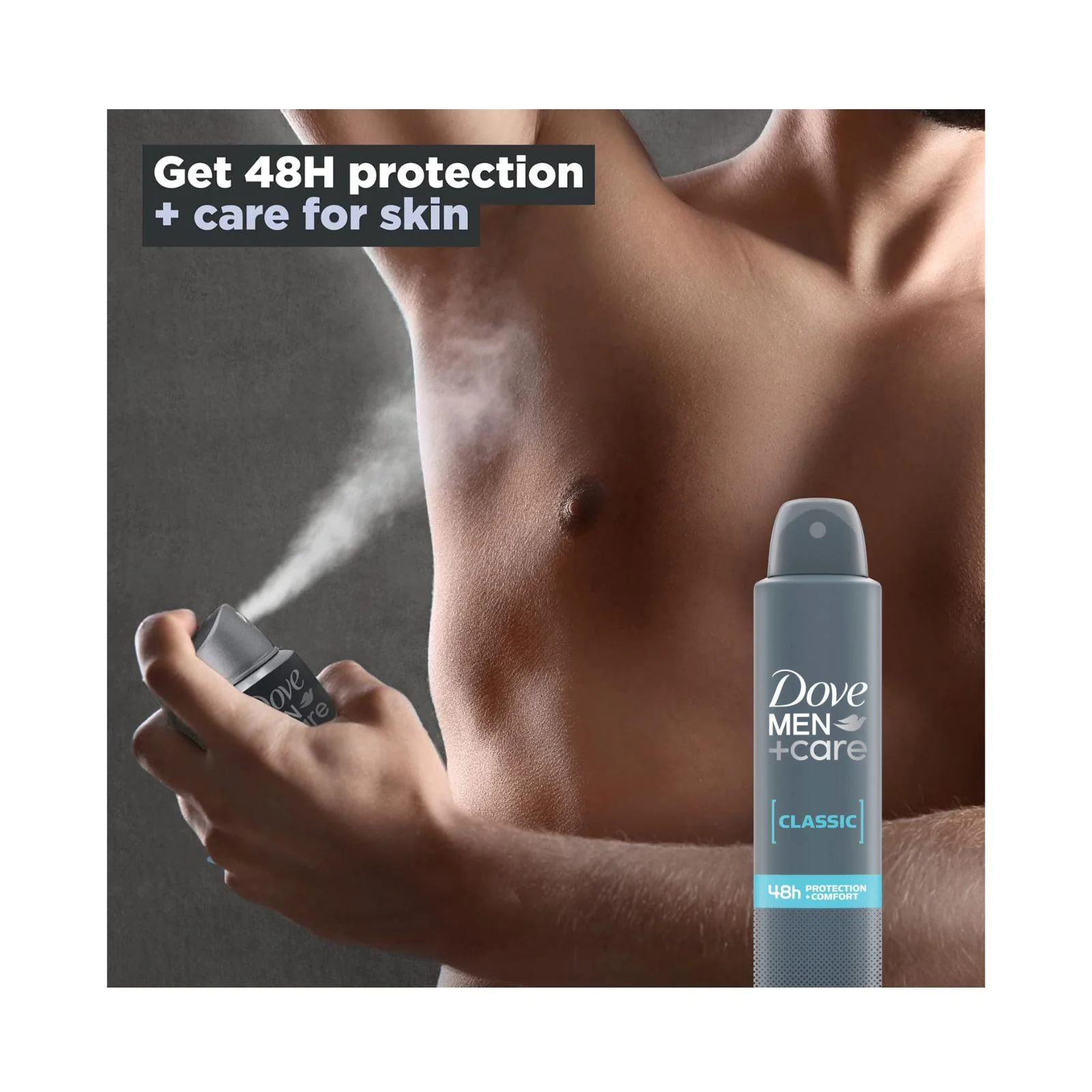 Dove Men+Care Classic with ¼ moisturising cream Men's Antiperspirant Deodorant Body Spray 200ml - Image 3