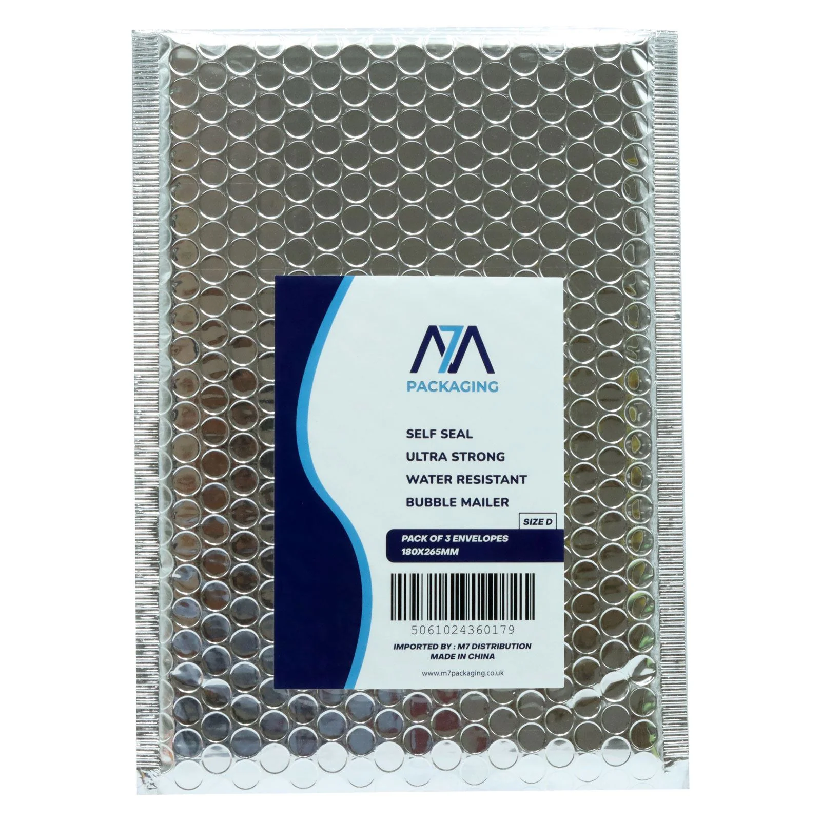 Envelope Bubble Silver Peel and Seal Protective Size D 180x265mm 3 Pack (Box of 40)