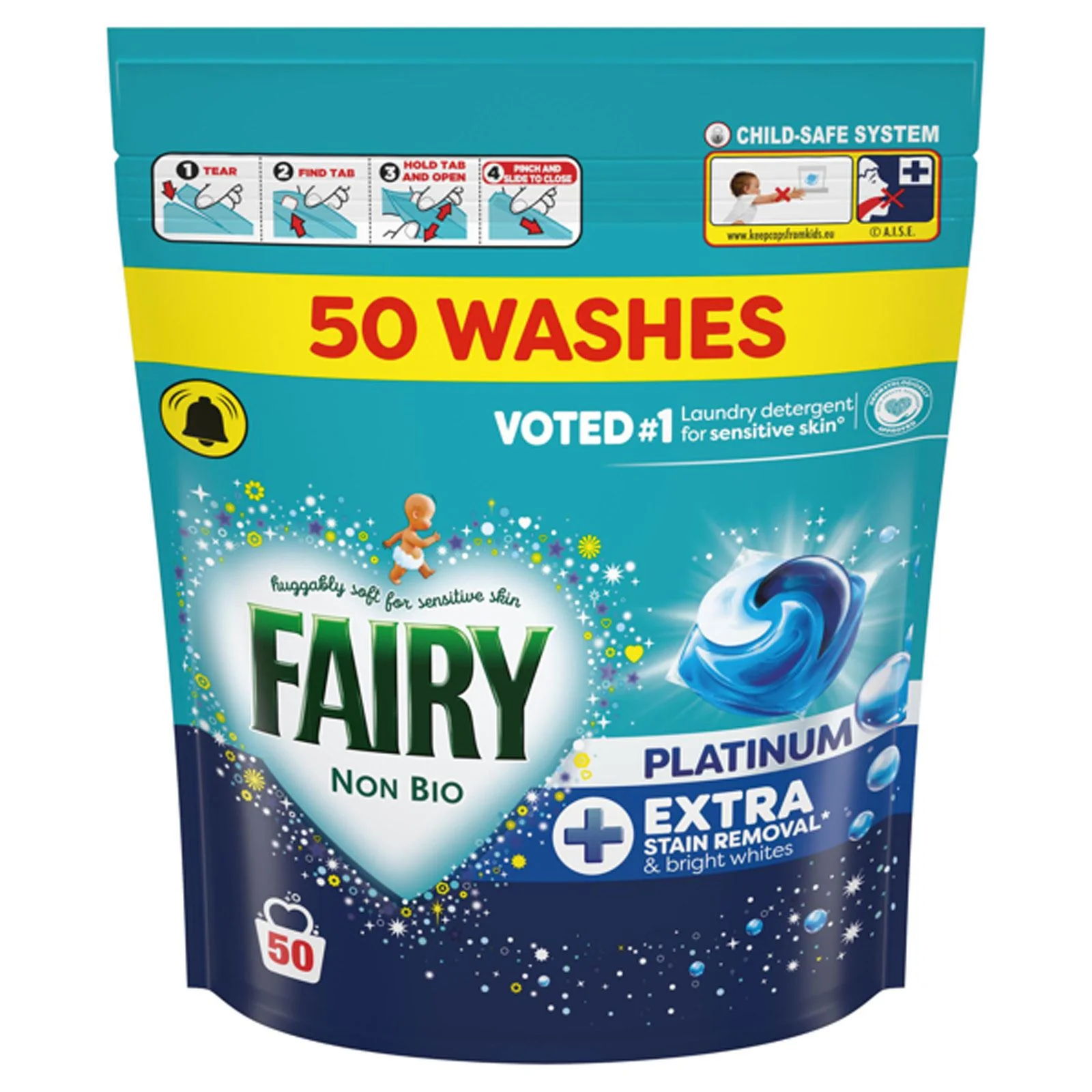 Fairy Non Bio Platinum Pods Washing Capsules, 50 Washes