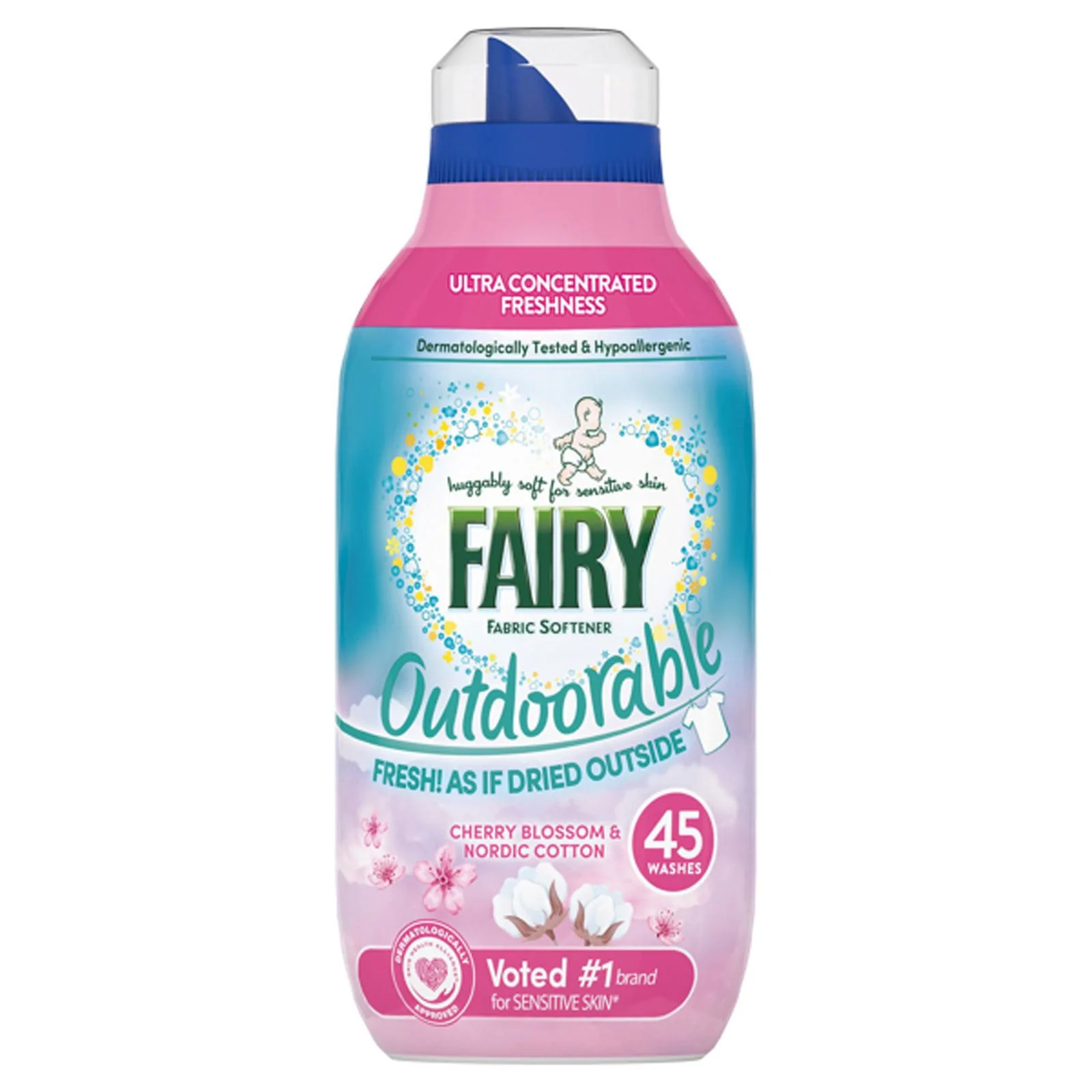 Fairy Outdoorable Fabric Conditioner Cherry Blossom & Nordic Cotton, 45 Washes (630ml)