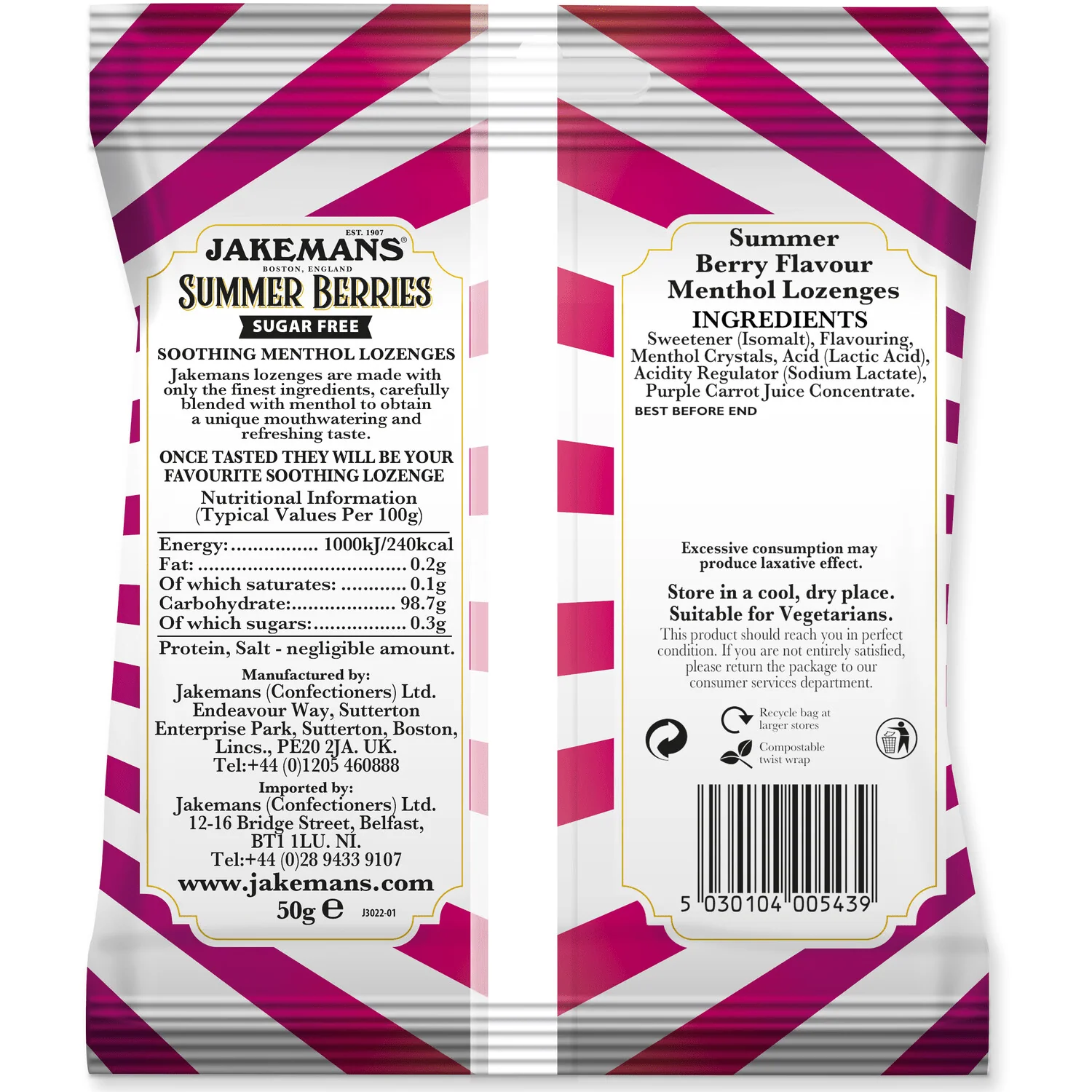 Jakemans Lozenges Summer Berries Sugar Free (50g) - Image 2