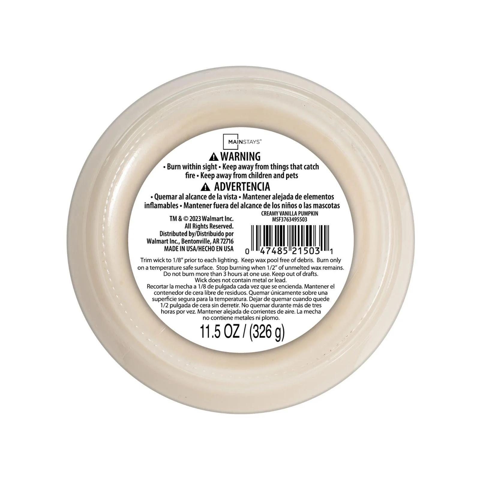 Mainstays Creamy Vanilla Pumpkin 3 Wick Candle, 11.5 oz - Image 4