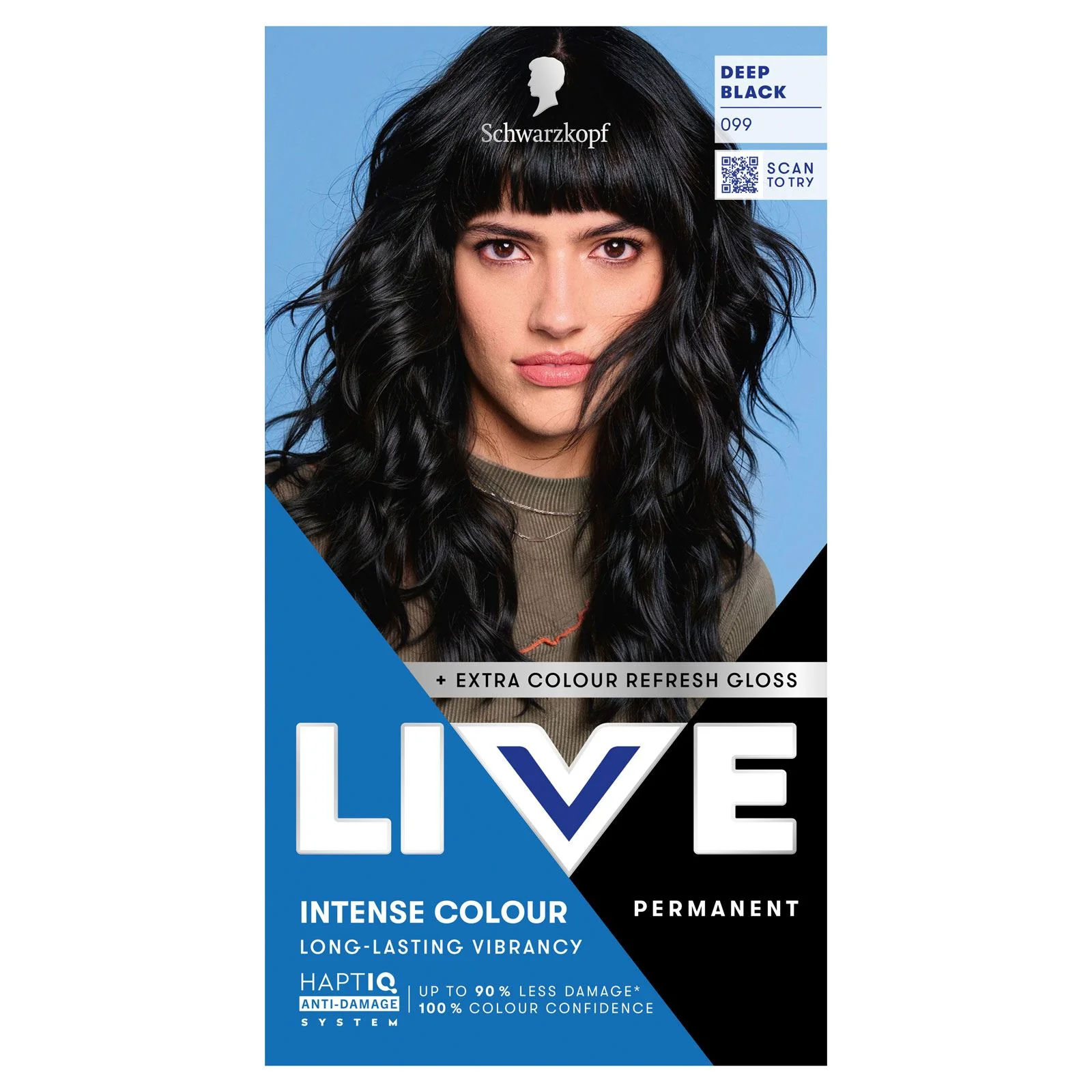 Schwarzkopf LIVE Intense Colour 099 Deep Black Permanent Hair Dye