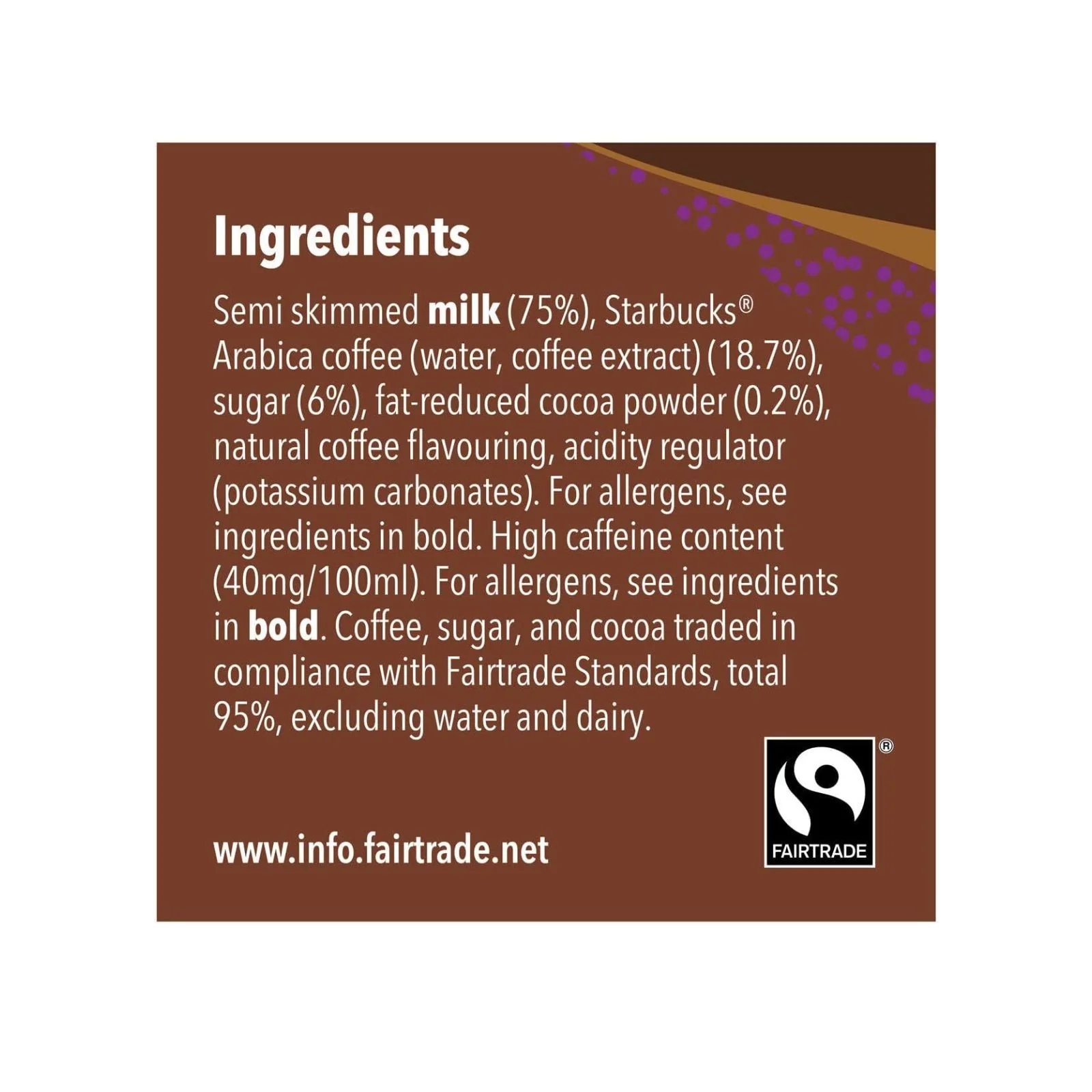 STARBUCKS Frappuccino Mocha Chocolate Flavour Low fat Coffee Drink Bottle 250ml (Box of 8) - Image 2