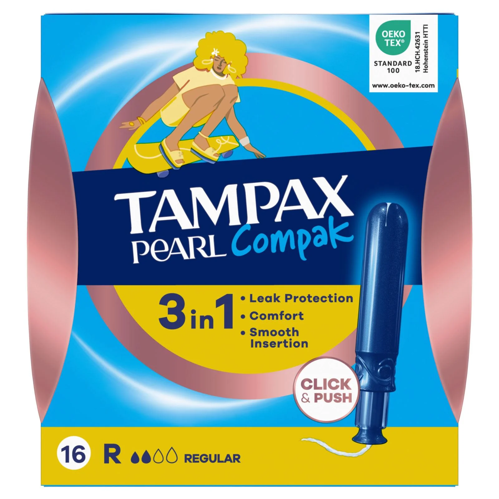 Tampax Compak Pearl Applicator Tampons Regular, 16 Pack