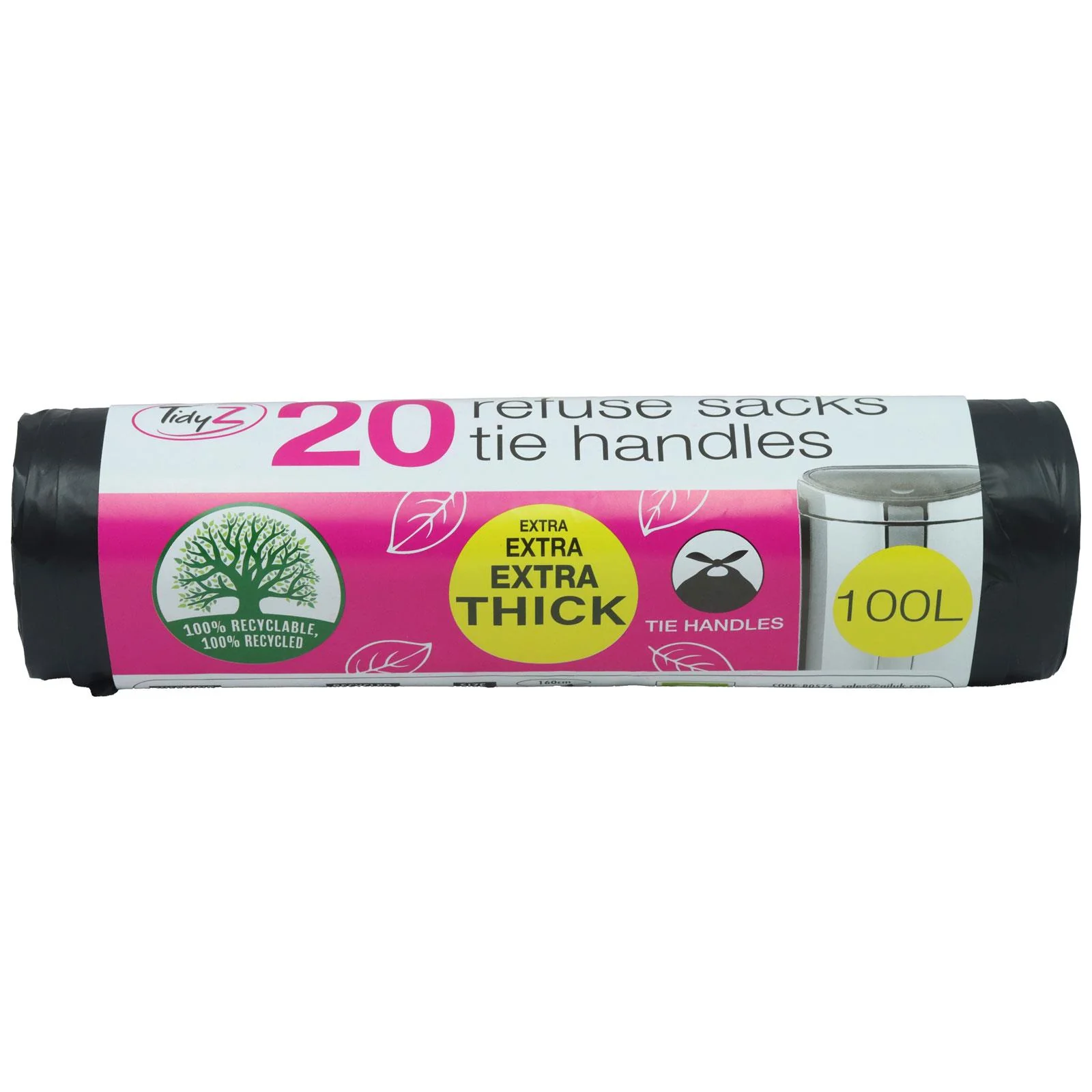 TidyZ Heavy-Duty Black Bin Bags. Made from 100% Recycled Plastic.